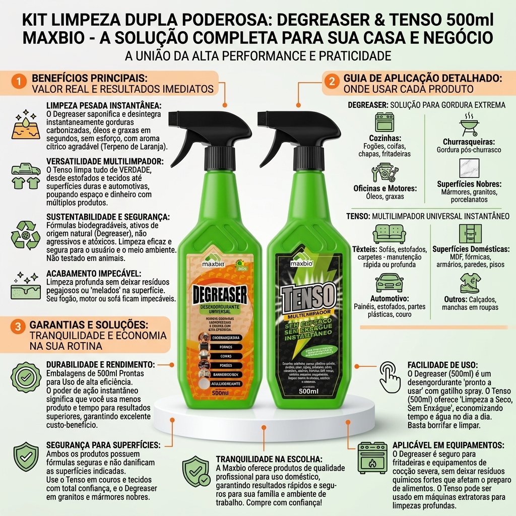 Kit Limpeza Dupla Poderosa - Degreaser e Tenso 500ml Maxbio - Imagem 5