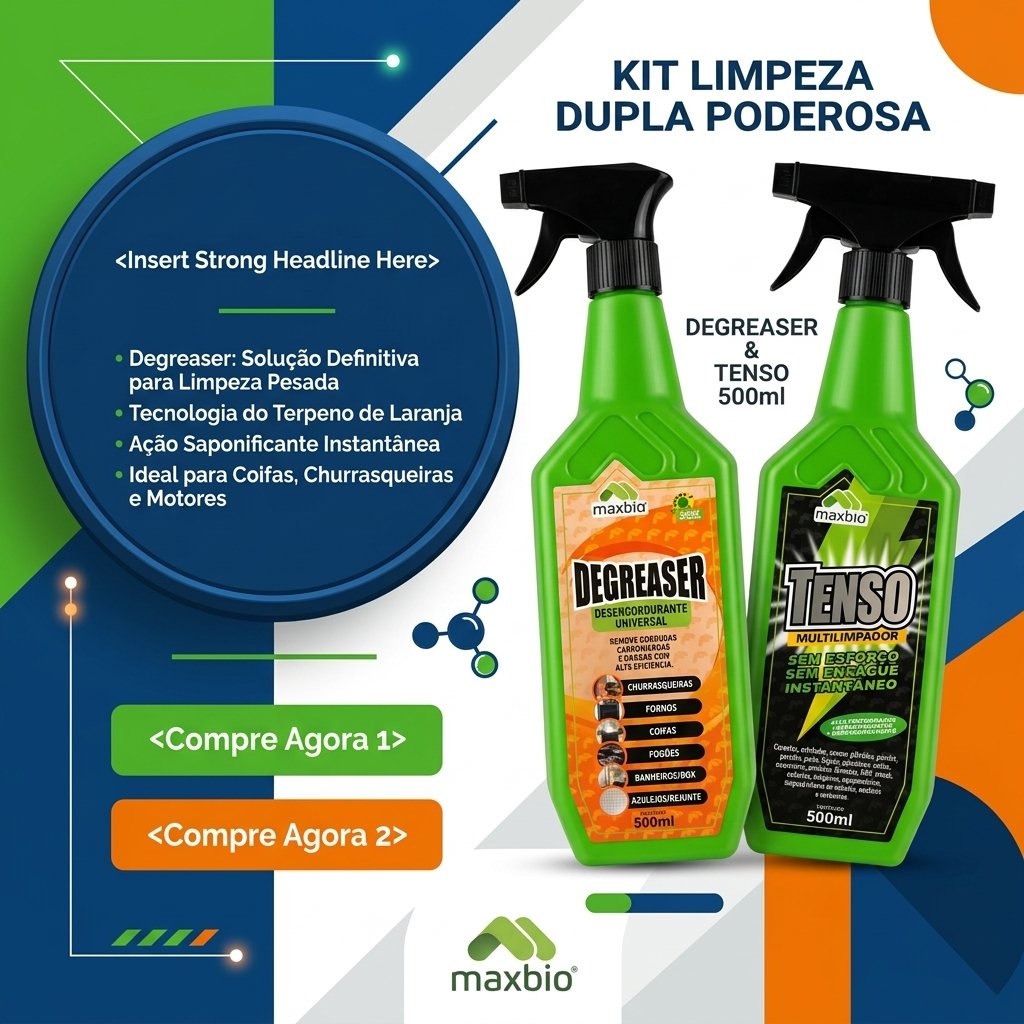 Kit Limpeza Dupla Poderosa - Degreaser e Tenso 500ml Maxbio - Imagem 4