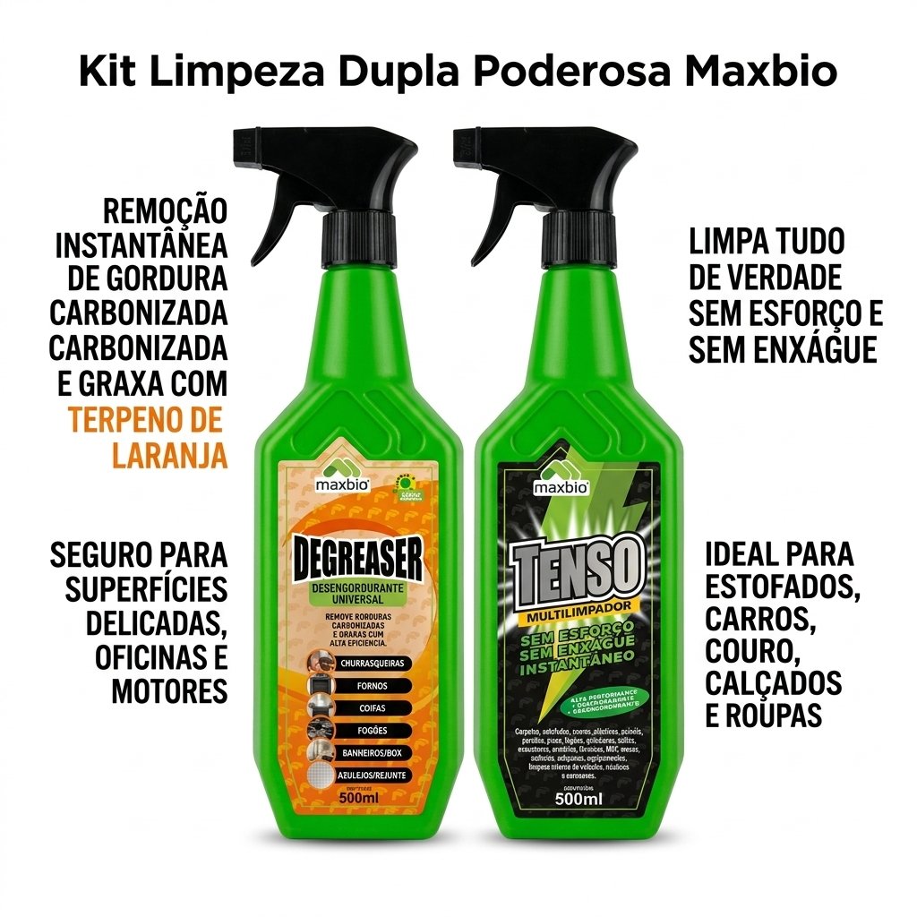 Kit Limpeza Dupla Poderosa - Degreaser e Tenso 500ml Maxbio - Imagem 14