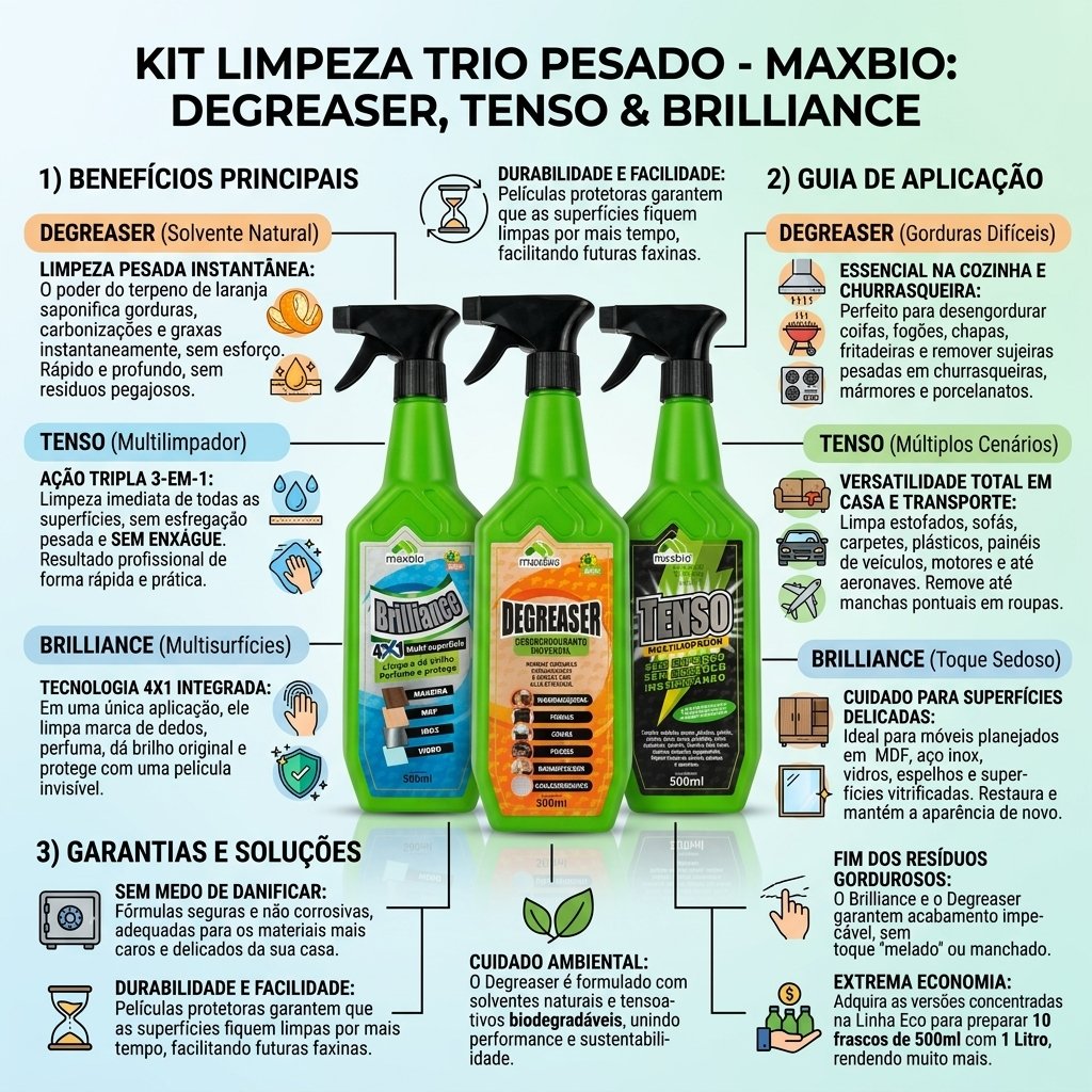 Kit Limpeza Trio Pesado - Degreaser Tenso Brilliance Maxbio - Imagem 5