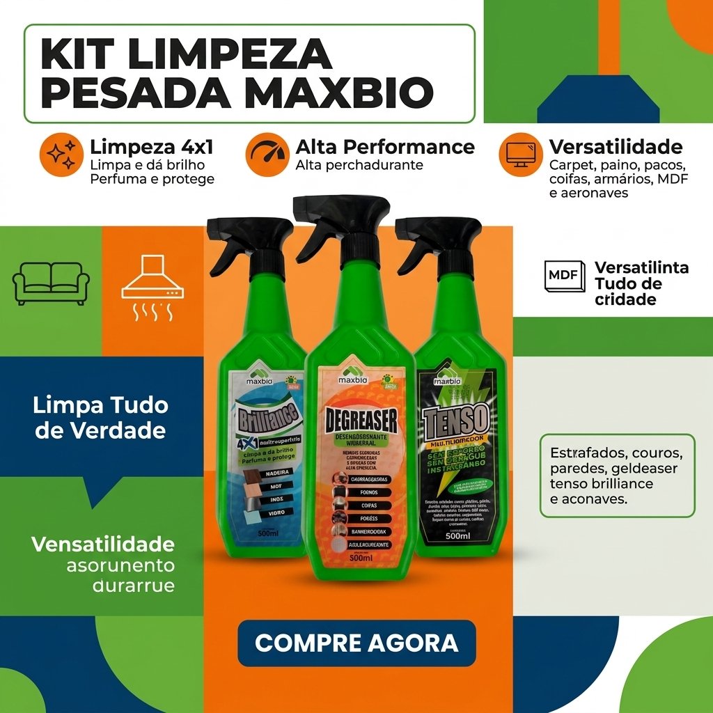 Kit Limpeza Trio Pesado - Degreaser Tenso Brilliance Maxbio - Imagem 4