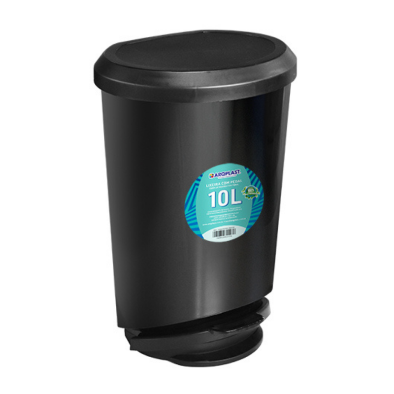 Lixeira com Pedal 10L Preta Arqplast