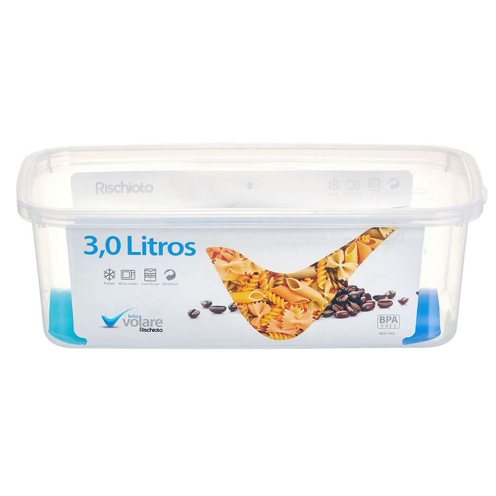 Pote Plástico Retangular Volare 3L