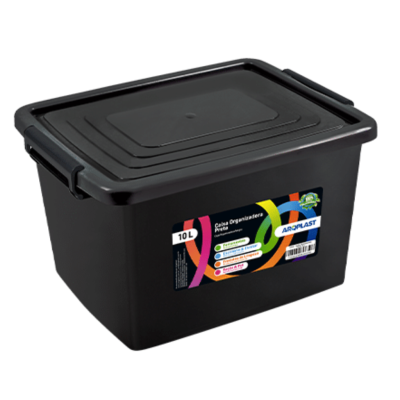 Caixa Organizadora Preta 10L Arqplast
