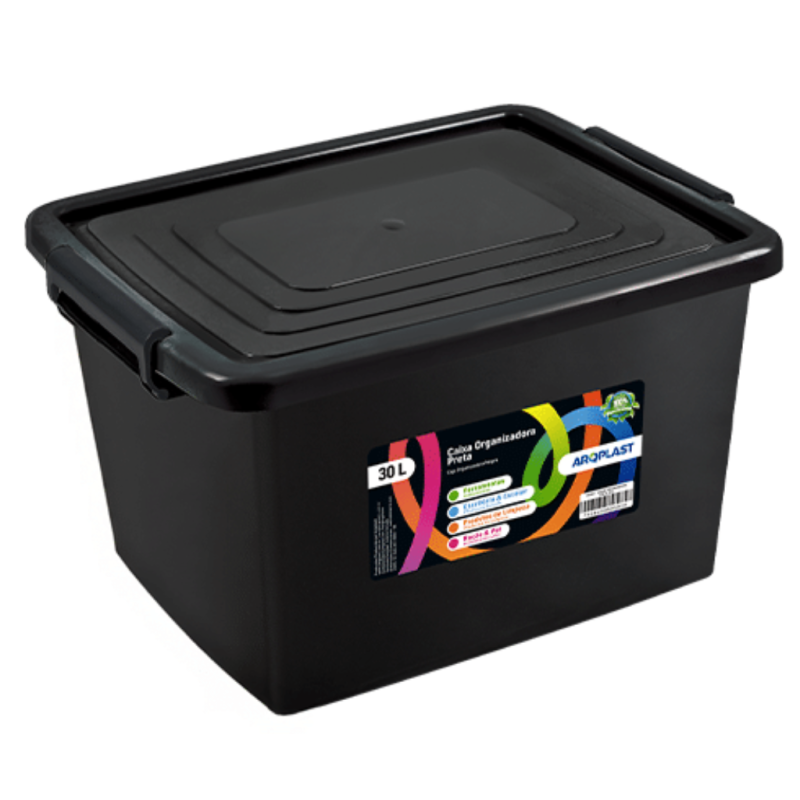 Caixa Organizadora Preta 30L Arqplast