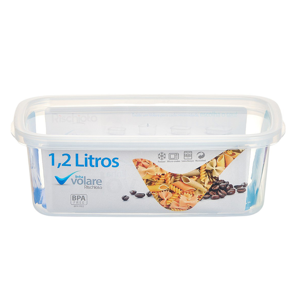 Pote Plástico Retangular Volare 1,2L