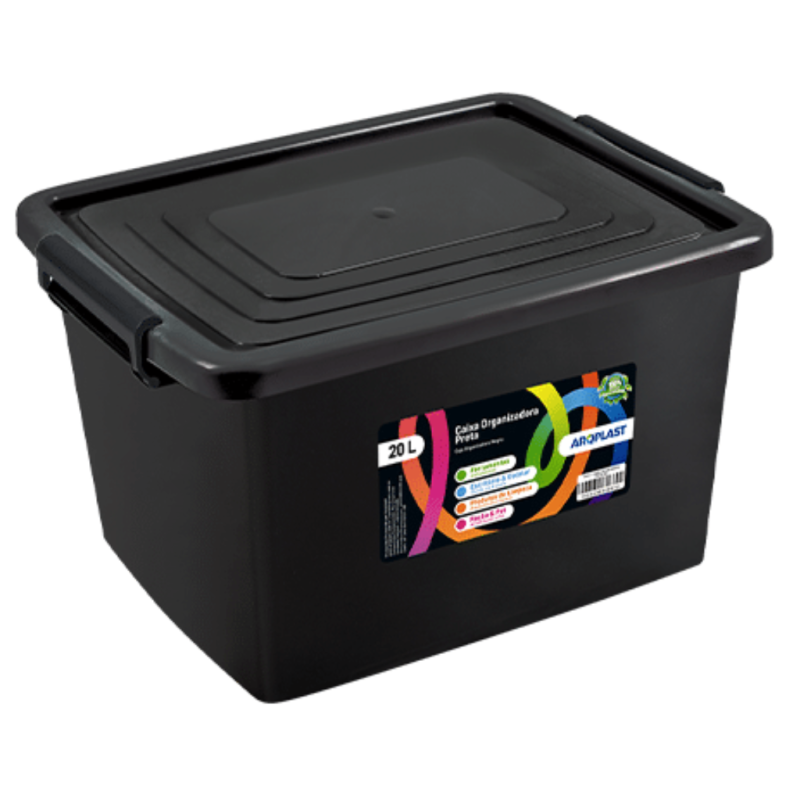 Caixa Organizadora Preta 20L Arqplast